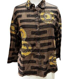Vintage Chico’s Appliqué Button Down Blouse – Size 2
